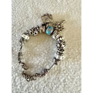 BRIGHTON Slide Charm Bead Trip 8" Bracelet Travel London Beads Retired Palm Tree